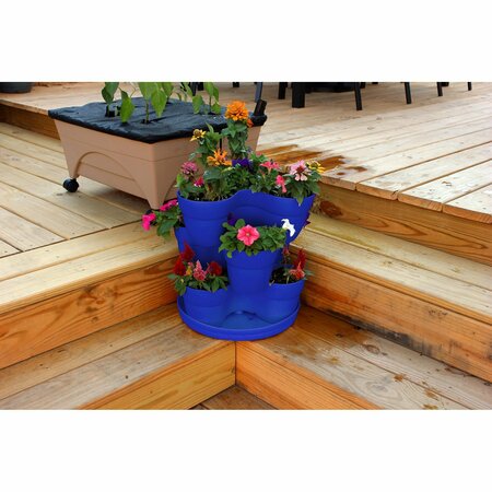 Bloomers Stackable Flower Tower Planter, Holds up to 9 Plants, Great Both Indoors and Outdoors, Cobalt Blue 2388-1